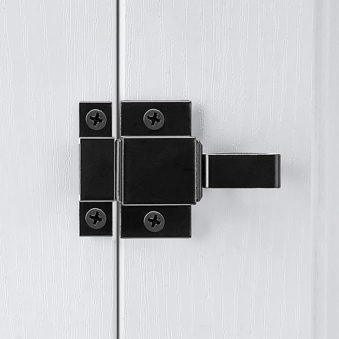 4 Packs Self-Closing Latches, Black Spring Door Lock, Aluminum Alloy Automatic Gate Latch with Spring Loaded Pin, Security Window & Cabinet Lock