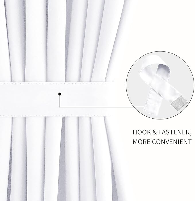 DWCN French Door Curtains – Rod Pocket Thermal Curtain for Doors with Glass Window, Kitchen and Patio Doors for Privacy, 25 X 72 Inches Long, 1 Curtain Panel with Tieback, Pure White