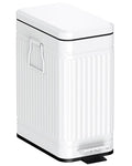Small Trash Can with Lid Soft Close-10L/2.6 Gal Stainless Steel Outdoor Dog Poop Garbage Can-Metal Waste Bins with Pedal for Bathroom Bedroom Office-White