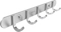 Coat Hook Rack Hanger –Towel Hook Rail with 5 Hooks 13-Inch Wall Mounted for Bedroom, Bathroom, Hallway, Garage, Garden, Office, 304 Stainless Steel Brushed Nickel, Easy Installation (Silver)