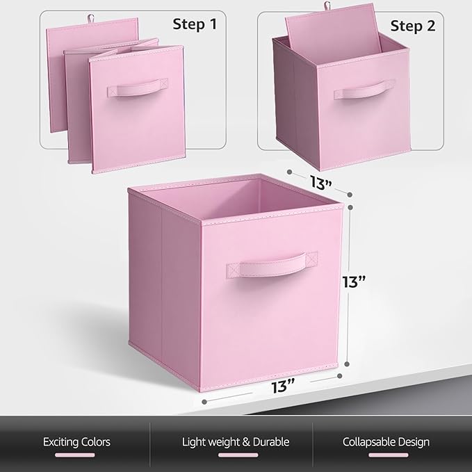 Sorbus 13 Inch Storage Bins - Sturdy Collapsible Fabric Storage Cubes with Handle - 8 Foldable Baskets for Organizing Clothes, Toys, Books - Storage Baskets for Shelves, Closets