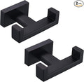 Angle Simple Bathroom Towel Hooks, Stainless Steel Shower Double Robe Coat Hooks for Wall, Matte Black, 2 Pack