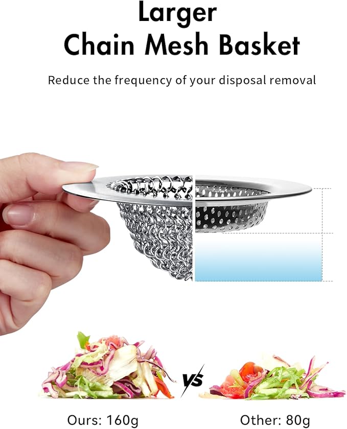 Sink Drain Strainer&Stopper, Anti-Slip Flexible Mesh Sink Strainer with 304 Stainless Steel, Clog-Free Kitchen Sink Strainer, Easy-Clean Sink Catcher Strainer& Silicone Stopper