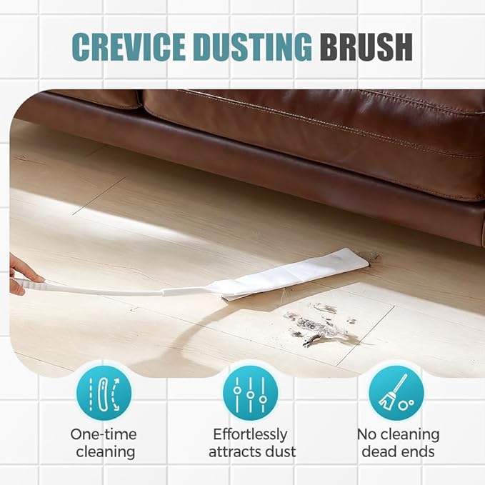 Retractable Gap Dust Cleaner, Bendable Microfiber Duster for Household Flat Duster for Under Appliances, Retractable Gap Dust Cleaning Artifact Extendable Dusters with Nonwoven Fabric (2, White)
