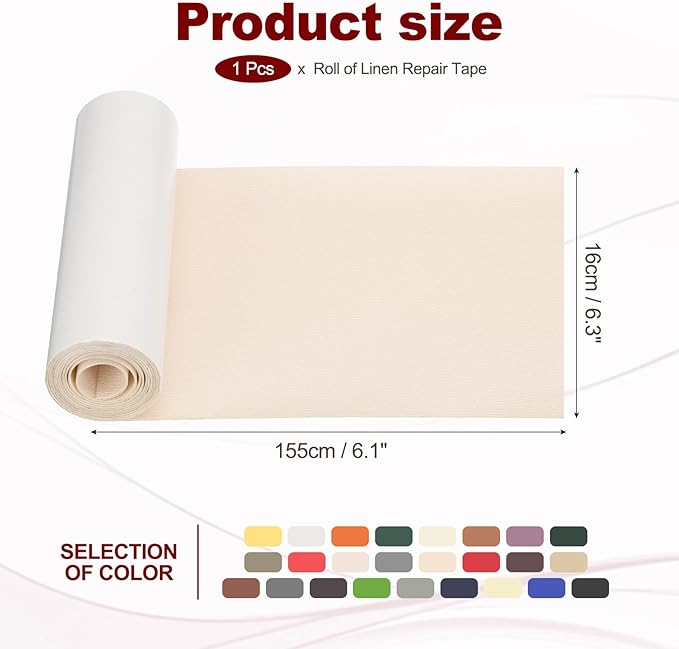 PATIKIL Leather Patches Tape for Furniture, 6.3 x 61 Inch Self Adhesive Vinyl Leather Repair Kit Cover Sheet for Couch, Sofa, Car Seats, Office Chair, Bright White