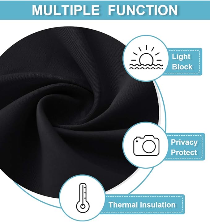 RYB HOME Short Blackout Curtains 2 Panels, Room Darkening Drapes for Girls Bedroom Heavy Duty Privacy Curtain Draperies for Bunk Bed Camper RV Bathroom, W29 x L 30 inches, Black
