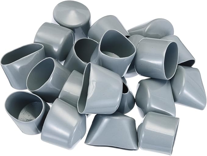 uxcell 20pcs Rubber End Caps 35mm ID Vinyl PVC Round Tube Bolt Cap Cover Screw Thread Protectors Grey