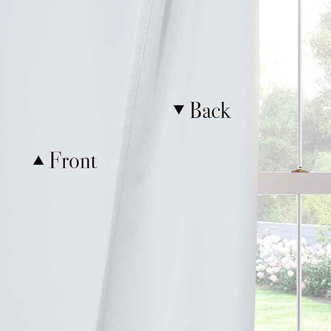 PONY DANCE White 100% Black Out Curtains 72 inch Length, Thermal Insulated Window Treatment Blacout Drapes for Bedroom, Room Darkening Noise Reducing Curtains for Living Room(2 Panels, 34 inches Wide)