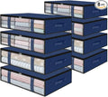 StorageRight Under Bed Storage Bins, 8-Pack 40L Foldable Fabric Storage Bags with Transparent Window, Breathable Organizer for Clothes/Blanket/Comforter/Quilt, Blue