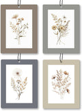Vintage Rustic Floral Car Air Freshener 4 Pcs, Neutral Cottagecore Flower Hanging Scents Air Freshener for Women Girls Gifts, Retro Floral Scented Car Accessories Decor for Room Closet Drawer