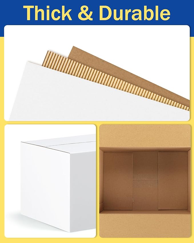 Assorted-Sizes-Shipping-Boxes-45-Pack: 9x6x4 & 10x7x5 & 11x6x6 Small-Shipping-Boxes-Mailers, White Corrugated-Cardboard-Boxes-for-Packing-Small-Business Mailing