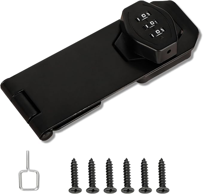 Password Rotary Hasp Locks, Digit Combination Lock Door Security Slide Latch Door Lock for Drawers, File Cabinets, Cabinets, Interior Doors, Barns, Garage Doors, Fence (5 Inch)