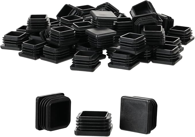 Furnigear Plastic Plugs Tubing End Cap Chair End Caps Outside Bottom Tubing Caps Square Furniture Sliders Glides Black (40, Fit 0.85-0.94" Square Tube Inner Size)