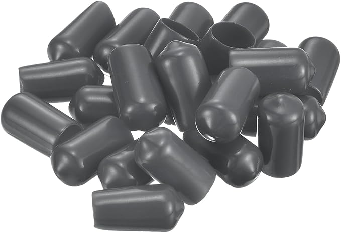 uxcell 20pcs Rubber End Caps 11.5mm ID Vinyl Round Tube Bolt Cap Cover Thread Protectors Dark Grey