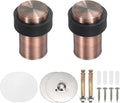 PATIKIL 2Set Round Door Stoppers, 60mm Stainless Steel Door Stop Doorstop Wedge Metal Cylinder Self Adhesive with Screw for Bottom of Door Floor Inside, Gold Tone