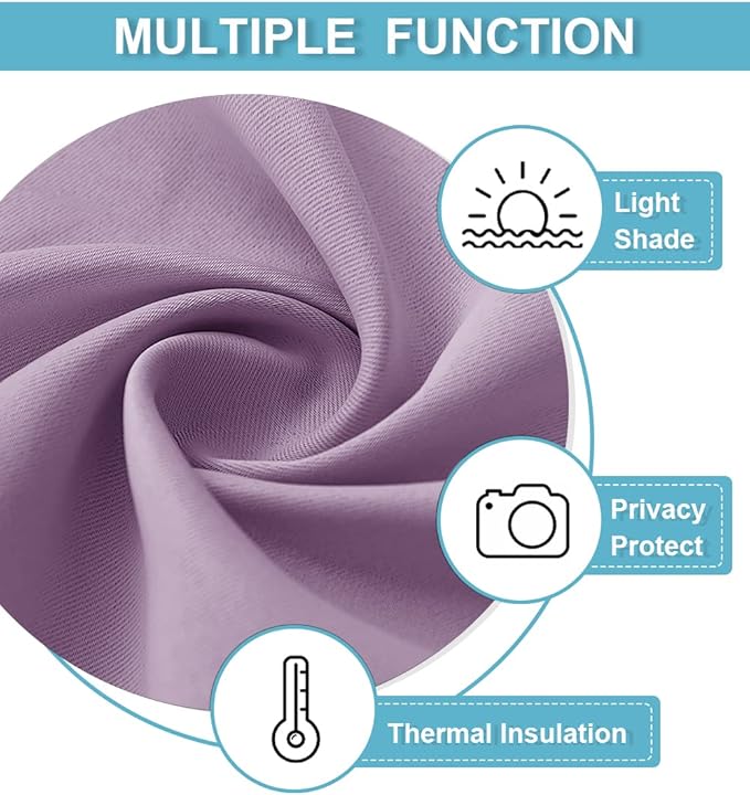 RYB HOME RV Curtains for Camper Windows - Soft Thermal Insulated Small Window Curtain Tiers for Cafe Kitchen Bedroom Basement Glass Door Window, W 42 x L 30 inches, Lilac, 2 Panels
