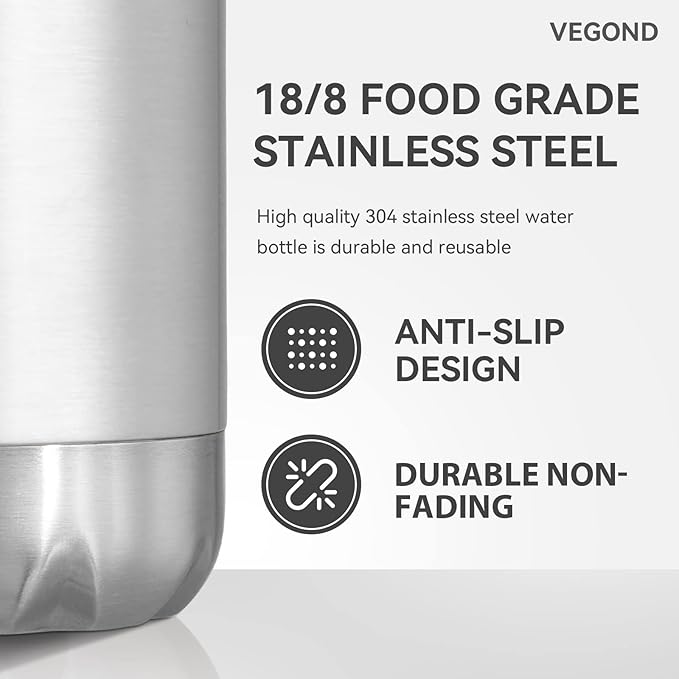 VEGOND 17oz Stainless Steel Water Bottles Bulk, Reusable Metal Sports Water Bottle Keeps Drink Hot and Cold, BPA Free Double Wall Vacuum Cola Shape Insulated Water Bottles for Camping Gym, 8 Pack