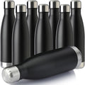MEWAY 17oz Sport Water Bottle 8 Pack Vacuum Insulated Stainless Steel Leak-Proof Double Wall Cola Shape Water Bottle,Keep Drinks Hot & Cold (Black,8 Pack)