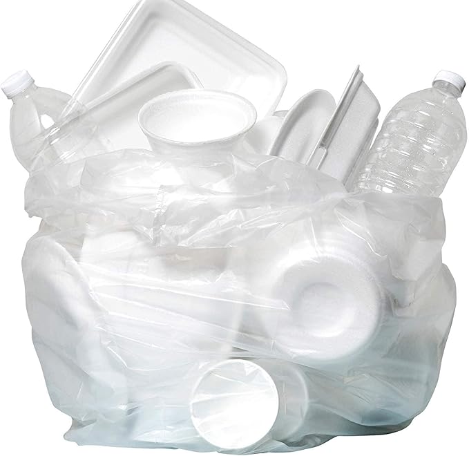Aluf Plastics High Density Trash Bags, 10 Gallon, 4000 Count, 6 Micron (eq), 24" x 24", Clear, for Bathroom, Office, Industrial, Commercial, Janitorial, Municipal, Recycling