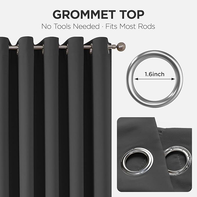 Joydeco Blackout Door Curtain for Doorway Privacy 108 Inches Long, Grommet Closet Curtain for Open Closet, Room Divider for Bedroom Living Room (Grey, 52Wx108L, 1 Panel)