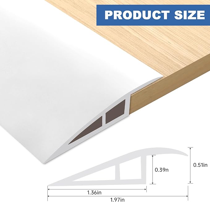 Vinyl Door Threshold Flooring Transition Strip Self Adhesive Carpet Edging Strip for Laminate Doorway Edge Threshold from 1/5" to 2/5" (White, 10 Ft)