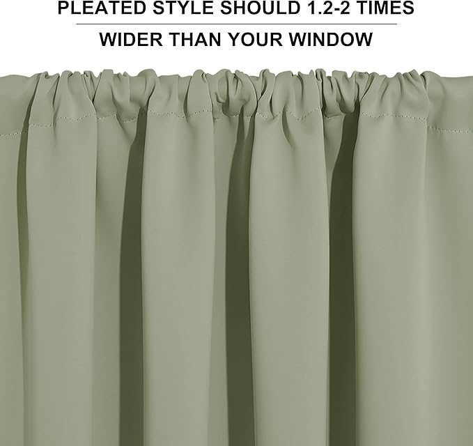 RYB HOME 84 inches Green Curtains for Living Room Lights & Drafts Blocking Window Curtains Room Darkening Drapes for Bedroom, W70 x L84 inch, 2 Panels, Sage Green