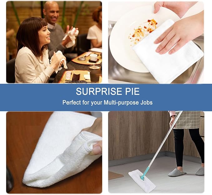 White Microfiber Cleaning Cloth 6Pack Cleaning Rags Absorbant Lint Free Cloth for House, Kitchen, Car, Glass, Stainless Steel, Window, Boat Cleaner-12''x 12''-White