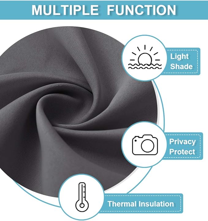 RYB HOME Grey Blackout Curtains - Thermal Insulated Window Drapes for Bedroom Kitchen Dining, Sunlight Block Blinds for Nursery Kid's Room, 42 Width by 54 Length, Gray, 2 Panels
