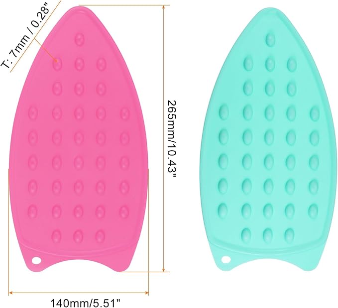 HARFINGTON 2pcs Silicone Iron Rest Pad, Multipurpose Iron Hot Resistant Mat Iron Rest Plate for Ironing Board Hot Heat Resistant Steam Compact Mat, Fuchsia/Turquoise