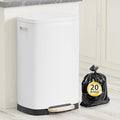 13 Gallon Trash Can with Lid, 50L Fingerprint Proof Stainless Steel Kitchen Trash Can with Removable Inner Bucket and Lid Soft Close, Pedal Rubbish Bin for Home Office, White