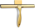 HIWARE All-Purpose Shower Squeegee for Shower Doors, Bathroom, Window and Car Glass - Brass, Stainless Steel, 10 Inches