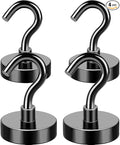 MIKEDE Magnetic Hooks, 40LB+ Heavy Duty Magnet Hooks for Cruise Cabins, Super Neodymium Hanging Hooks Black Strong Magnets with Hook for Fridge, Magnetic Hanger for Grill, Toolbox - Pack of 4