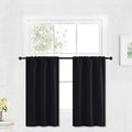 RYB HOME Blackout Curtains Black - Sunlight Block Energy Saving Drapes for Bedroom Bathroom Home Office Small Window Treatment Panels, W 29 x L 36 inch, Black, 2 Panels