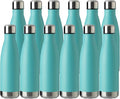 MEWAY 17oz Sport Water Bottle 12 Pack Vacuum Insulated Stainless Steel Leak-Proof Double Wall Cola Shape Water Bottle,Keep Drinks Hot & Cold (Light Blue,12 Pack)