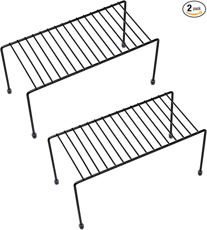 Kitchen Shelves, Cabinet Organization Mini Storage Shelf, Storage Rack Organizer for Kitchen, Fridge, Cabinet, Bathroom (Black 2)