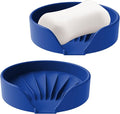Self Draining Soap Dish, Silicone Suction Cup Soap Holder Tray Savers Container Sponge Holder for Bar Bathroom Shower Kitchen Sink, Can Extend Soap Life (2, Royal Blue)