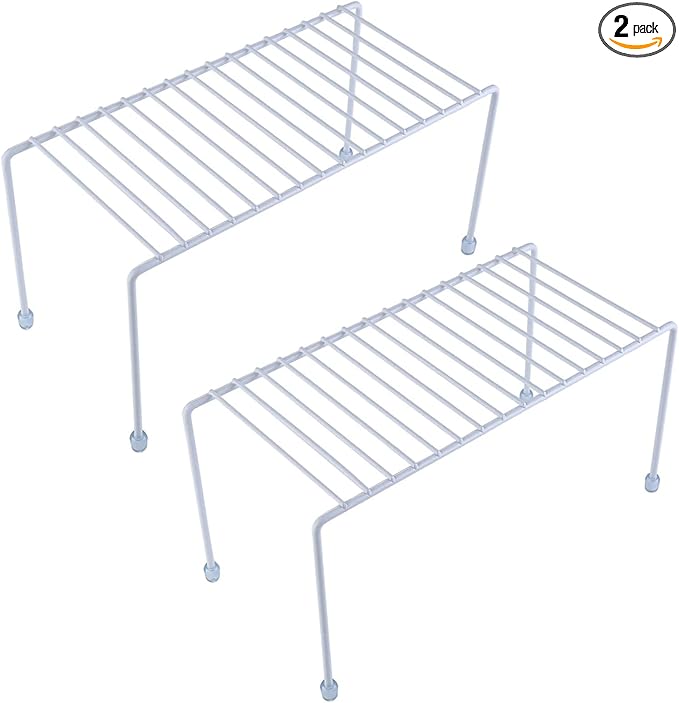 Kitchen Shelves, Cabinet Organization Mini Storage Shelf, Storage Rack Organizer for Kitchen, Fridge, Cabinet, Bathroom (White 2)