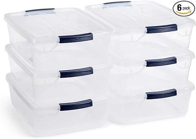 Rubbermaid Cleverstore 16 Qt Clear Storage Bins with Lids, 6-Pack, Stackable, BPA-Free, Made in USA