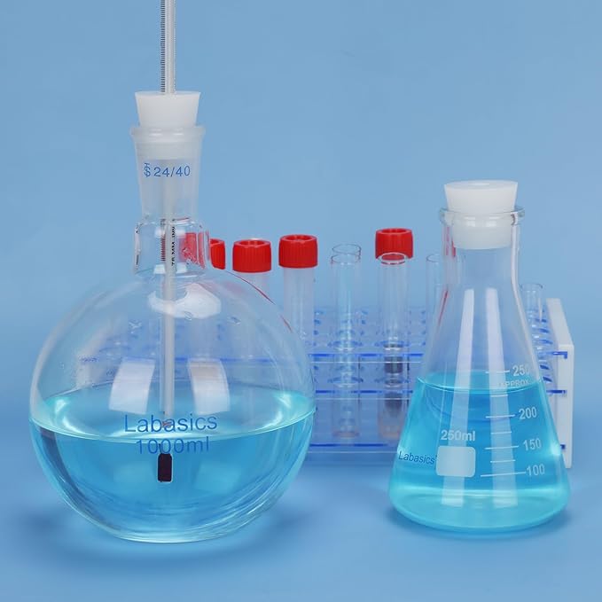 Labasics 5-Pack 4# Single-Hole Silicone Stoppers, White Tapered Lab Seal Stoppers with 0.31" Hole, Durable and Reusable Silicone Plugs for Laboratory Glassware, Airtight Sealing, and Experiments