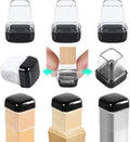 Ezprotekt 24 Pcs Clear Chair Leg Sliders for Carpet, Square Teflon Furniture Glides Protectors Covers, Bar Stool Carpet Sliders Caps for Chair Table Desk Couch Legs (S Fit: 0.55" - 0.75")