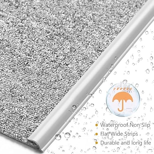 Self Adhesive Carpet Transition Strip with Edge Trim, Designed for Seamless Transitions from Carpet to Tile or Vinyl Floors, Perfect for Doorways.(Gray,10ft)