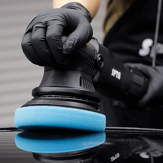 Blue Polish Pad, Buffing Polishing Pads, SPTA 3Pcs 6.5 Inch Face for 6 Inch 150mm Backing Plate Compound Buffing Sponge Pads for Car Buffer Polisher Compounding, Polishing and Waxing -FPTSS6B-3