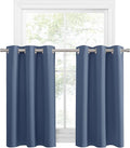 PONY DANCE Stone Blue Kitchen Curtains 36 inch Long for Small Window Curtains Short Drapes for Bedroom, Half Window Tiers for Boys Room Bathroom Nursery(2 Panels, W 34 x L 36 inches, Blue Haze)