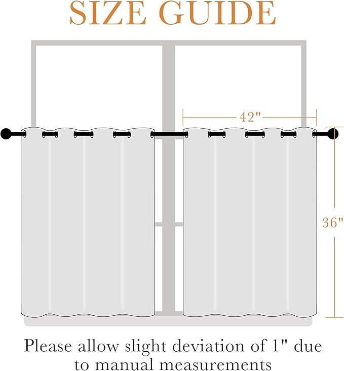 PONY DANCE Black Short Blackout Curtains for Bedroom, Small Windows Shades Thermal Insulated Privacy Drapes for Classroom Bathroom Laundry RV, Wide 42 x Long 36 inch, 2 Panels