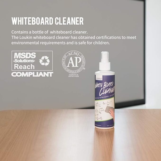 loukin Non-Toxic Whiteboard Cleaner, 8.5 fl oz Dry Erase Board Cleaner, Whiteboard Cleaning Spray, Removes Stubborn Marks from Whiteboards