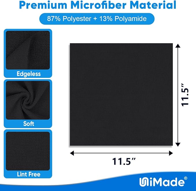 Microfiber Cleaning Cloth, 50 Pack Microfiber Towels for Cars Reusable Shop Rags Bulk Lint Free Cleaning Towels for Car Kitchen Automotive Bar Mechanic Restaurant Garage, 11.5"x 11.5", Black