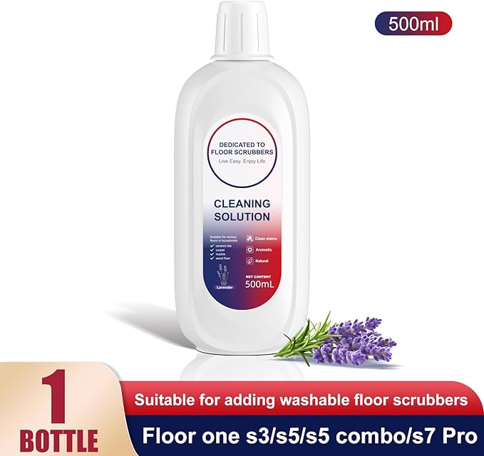 Floor Cleaning Solution 500ml Lavender Fragrance Cleaning Solution Refill Compatible With TINECO iFLOOR, iFLOOR 3, S3, S5, S5 COMBO, S5 Pro 2, One S6, S7 PRO, S7 COMBO Wet Dry Vacuum (1 bottle)