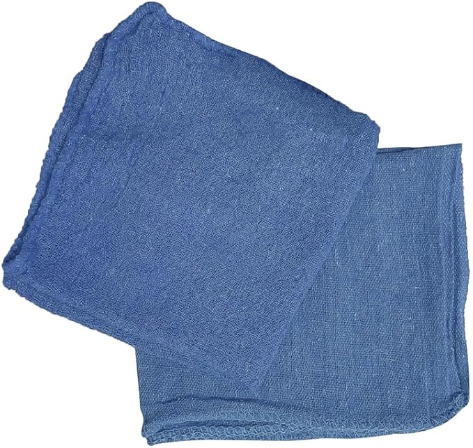 Shop Towels (Blue, 50-Pack) - Bulk Cleaning Towel in a Bag, Mechanic Cotton Wipes for Car Maintenance, Auto Mechanics & Garage, Wipe Grease & Oil, Machine Wash & Reusable