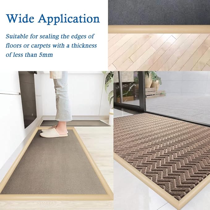 Floor Transition Strip Self Adhesive Carpet & Flooring Transitions Edging Trim Strip PVC Threshold Transitions Suitable for Threshold Height Less Than 5mm (10Ft, Wood Grain Beige-New)