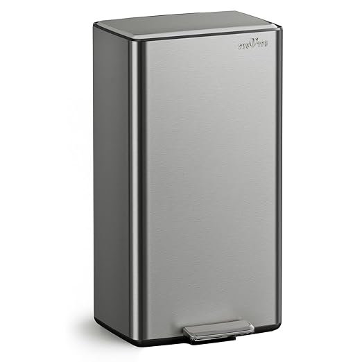 mVm 10.6 Gallon Kitchen Step Trash Can, Soft-Close and Foldable Foot Pedal Heavy Duty Bin for Offices Dorms Home Rooms (Gray)
